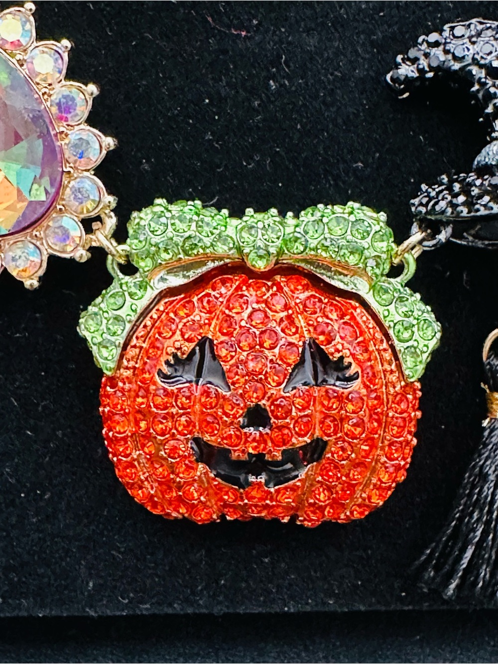 Betsey Johnson Halloween Charm Rhinestone Necklace & Matching Bracelet - Picture 5 of 11